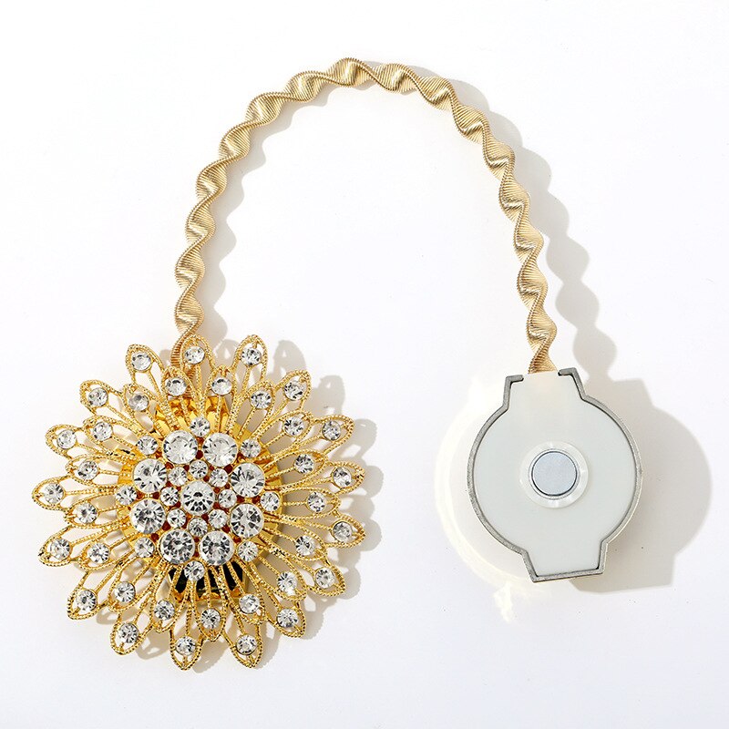 Bloemvormige magneetgordijn tieback ringen lente strass staaldraad magnetische gordijngesp clips raamhouder accessoires: Oranje