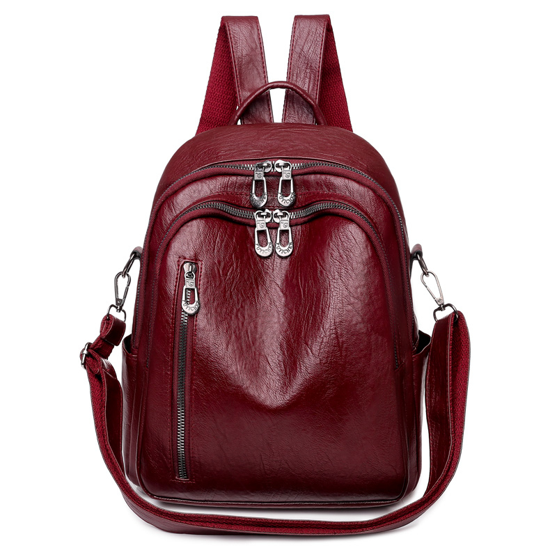 Miękki skórzany plecak dwufunkcyjny dla kobiet 2024 nowa codzienna torba podróżna o dużej pojemności, wszechstronna i wysokiej klasy mała ba: Czerwony