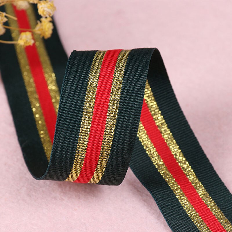 Cinta de rayas doradas y plateadas de 5M y 25mm de ancho, cinta lateral para ropa, cinta trenzada, accesorio de costura artesanal