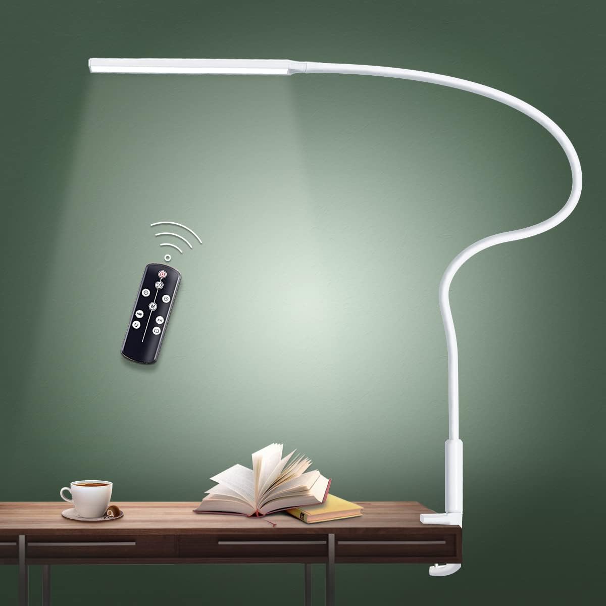 Lampada da scrivania a LED Braccio oscillante alimentato tramite USB Morsetto flessibile a collo di cigno Luce da architetto dimmerabile con 3 modalità colore per leggere e lavorare: Beige
