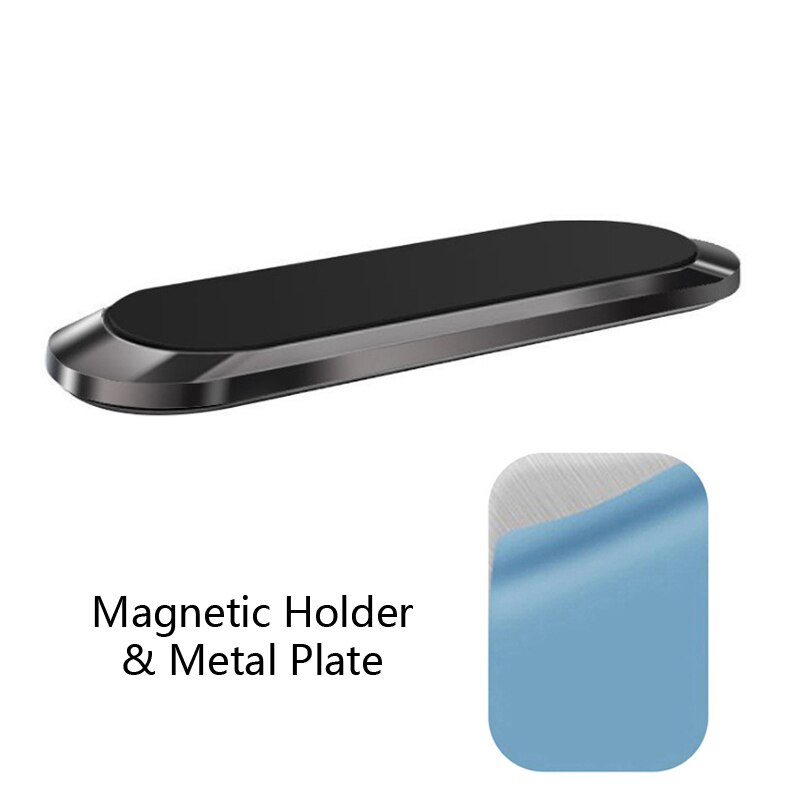 Magnetische Auto Telefoon Houder Dashboard Mini Strip Shape Stand Voor IPhone12 Samsung Xiaomi Muur Metalen Magneet Gps Auto Mount Universele: Black