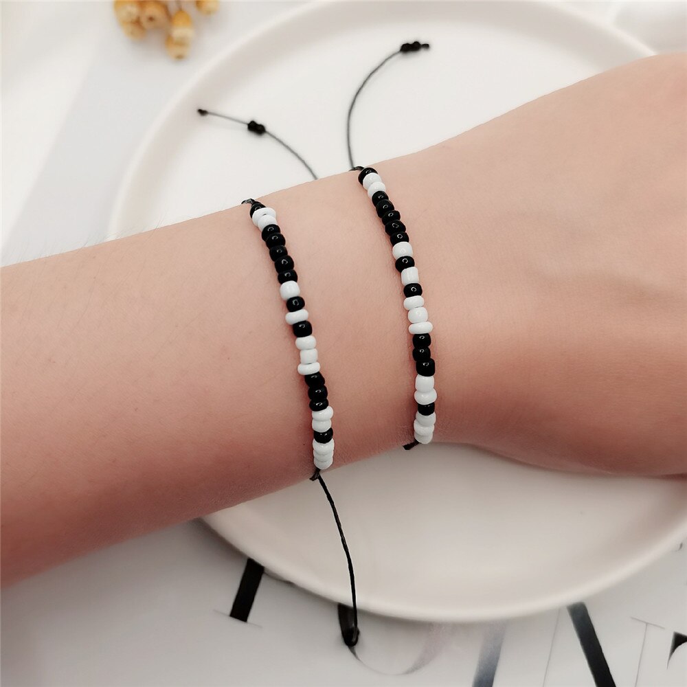 2 Teile/satz Einstellbare Morse Code Armbinde Frauen Männer Kreative Edelstahl Handgemachte Geflochtene Schwarz Seil Armbinde Paar Schmuck