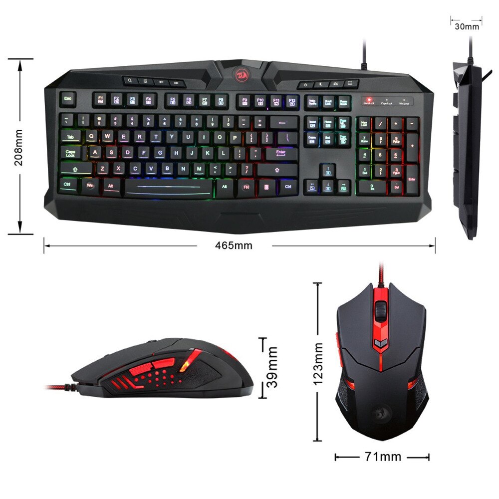 Gaming mus gaming keyboard combo  s101 rgb led baggrundsbelyst tastatur og mus sæt gaming mus og tastatur lydløs