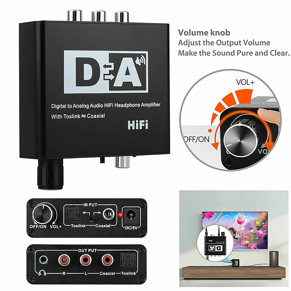 Digital coaxial to optical fiber audio converter TV ps4 set-top box to audio amplifier decoder mutual conversion