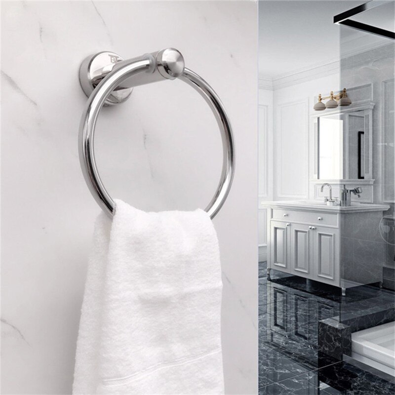 Rustfrit stål krom badeværelse håndklæde ring bad tilbehør håndklædeholder holder vægbøjle rundt