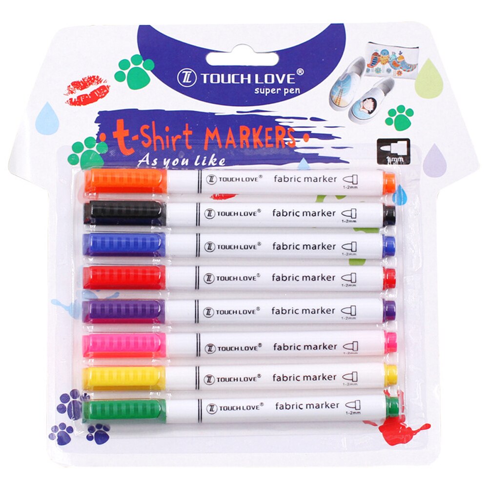 8 farben/Set Permanent Art Marker Stoff Stifte für T-shirt Liner Textil Tinte Tuch Farbe Farbe DIY für künstler Malerei Stift