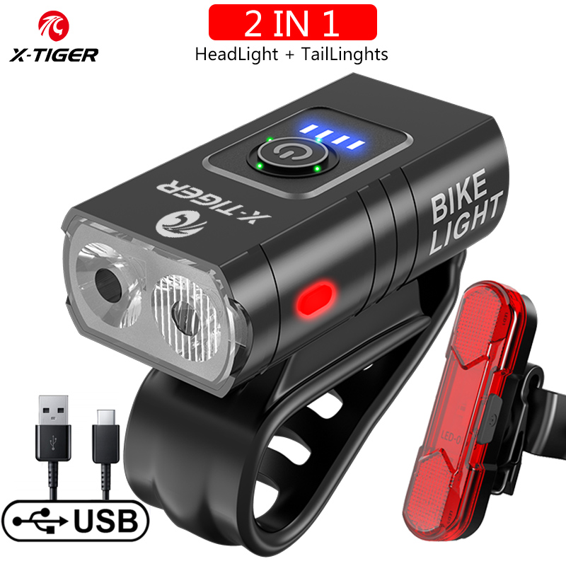 X-TIGER Bicycle Light IPX6 Waterproof 1200 Lumens USB Charging Bicycle Lamp 2400mAH MTB Road Bike Front Flashlight Headlight: light yellow