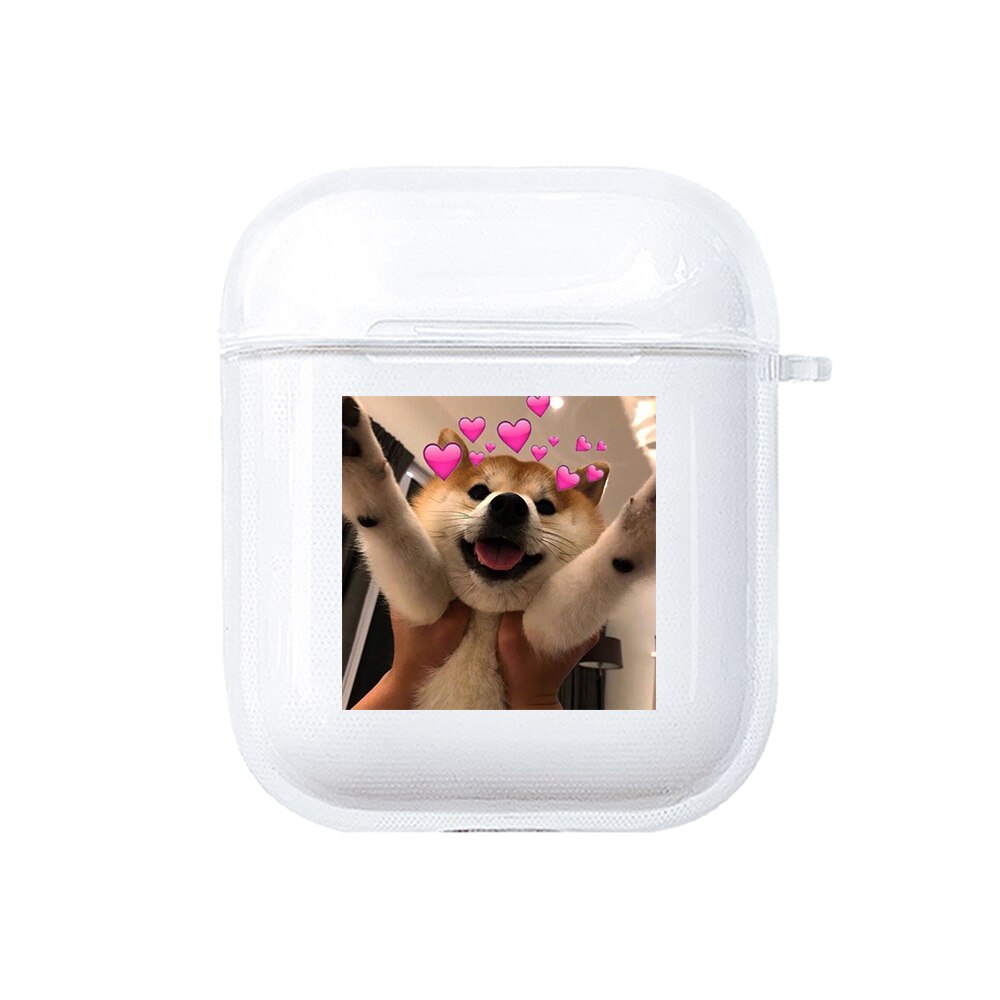 Silicone MEMES case for Apple Airpods 1 2 Case Transparent Soft Cover for Air Pod Dogs meme Case protective Airpods Cover Fundas: PS101008