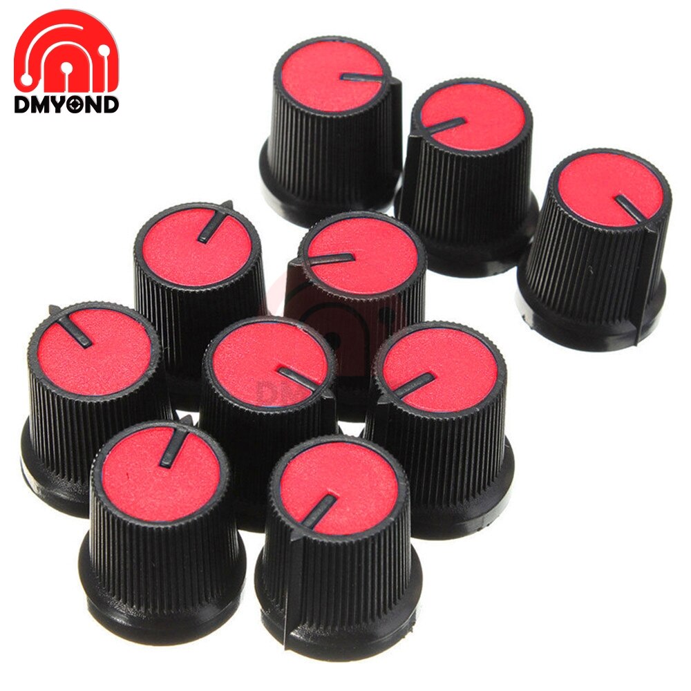 Lot de 20 boutons en plastique pour potentiomètre rotatif conique, trou de contrôle du volume, capuchons noirs, diy 6mm pour  wh148: Rouge