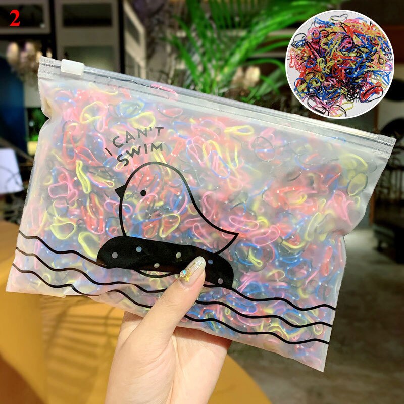 1000 Pcs/Set One Time Mini Rubber Bands Kids Headwear Women Hair Bands Scrunchie Hair Rope Braiding Transparent Hair Accessories: 2