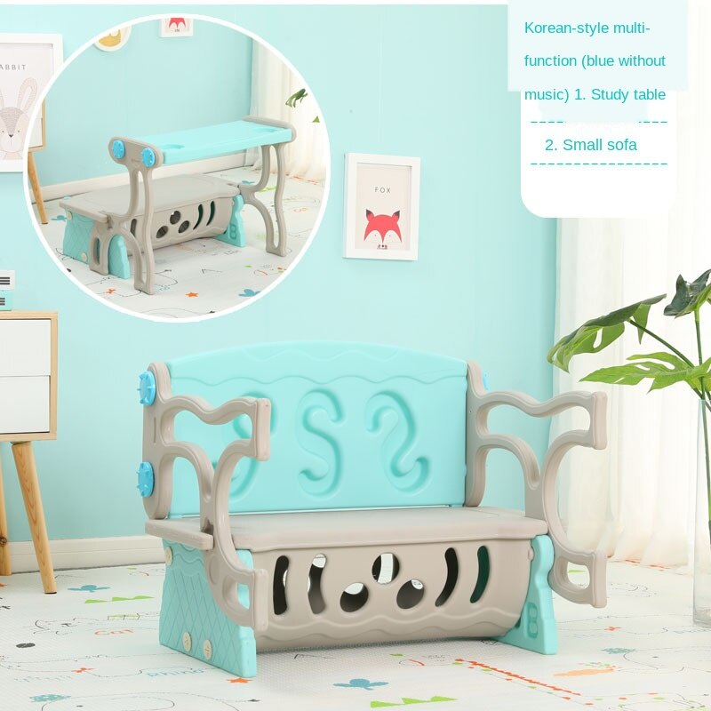 Kindergarten Multifunctional Plastic Study Table Combination Locker Three Inone Children Baby Dining Table Chair Stool Storage: SSSBlue