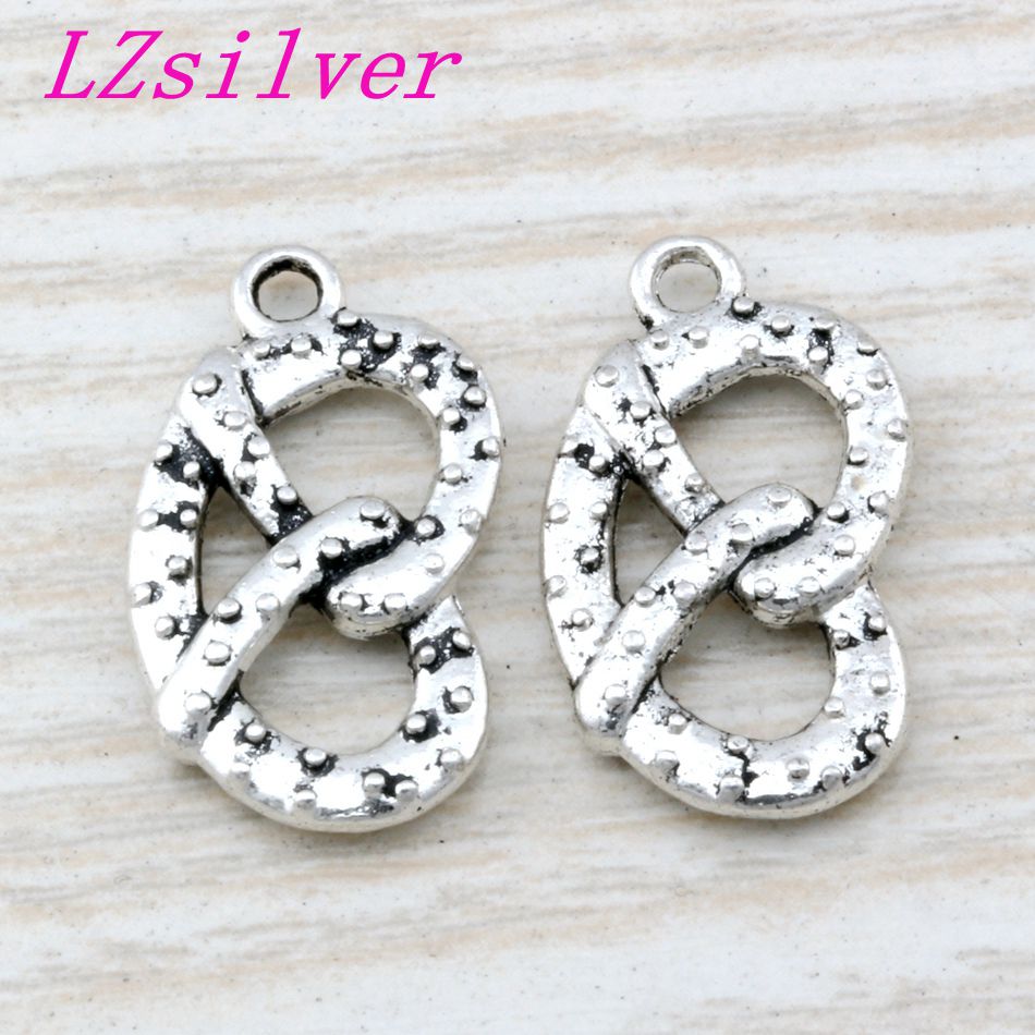 100pcs Zinc Alloy Philadelphia Soft Pretzel Food charm Pendants 13x23mm DIY Jewelry A-0101D