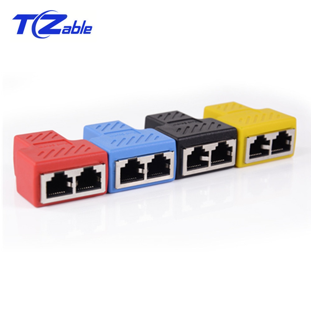 Conector RJ45 1 a 2 adaptador de Cable de red LAN de Puerto hembra Dual 8P8C extensor enchufe Ethernet Cable CAT5 / CAT6 divisor