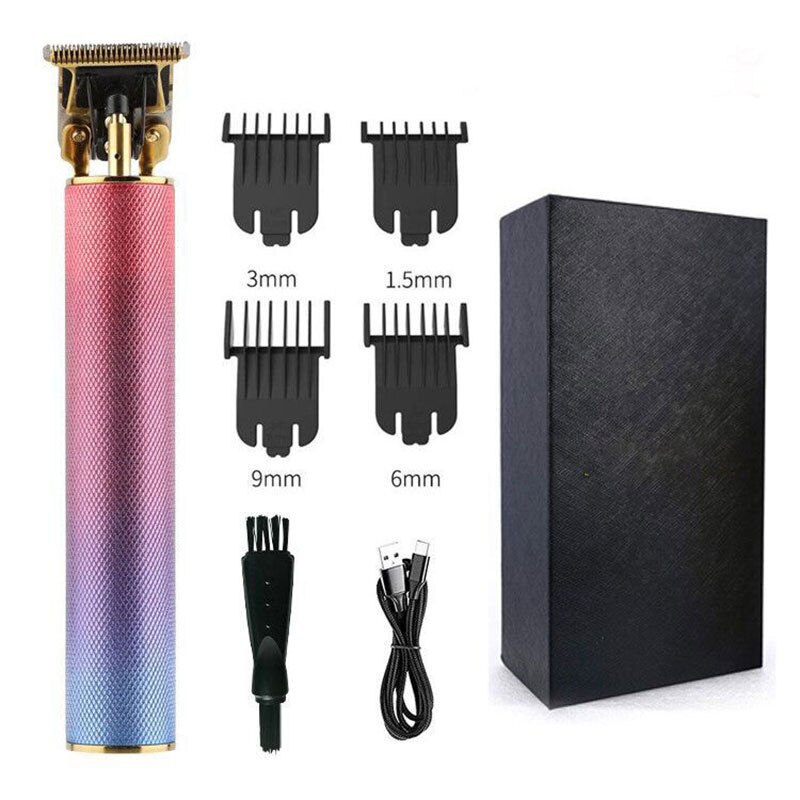 Tondeuse baardtrimmer olie hoofd haar mannen kapsel styling draadloos start met één knop usb-oplaadbaar geluidsarm gereedschap: Veelkleurig