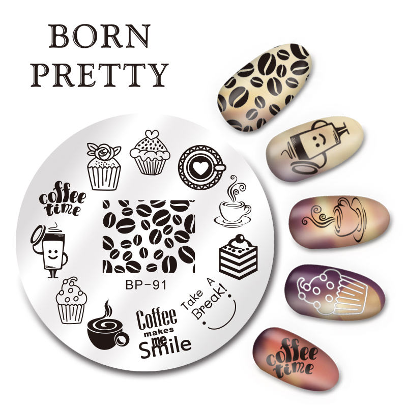 Født smukke negle stempling plader valentinsdag tema hjerte gør det selv billede print negle kunst stempel skabelon gør det selv design stencil værktøj: Bp -91