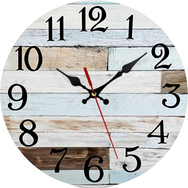 Vintage Wall Clock 25cm Tuscan Style Quartz Wall Clock Retro Roman Numeral Clock Wooden Clock Living Room Wall Decoration: W