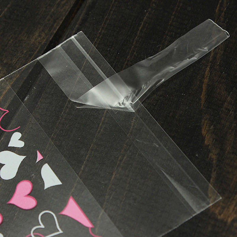 Mageløse 100 stk/pose slik plastik pakke pose hjerte pakke poser clip holdere