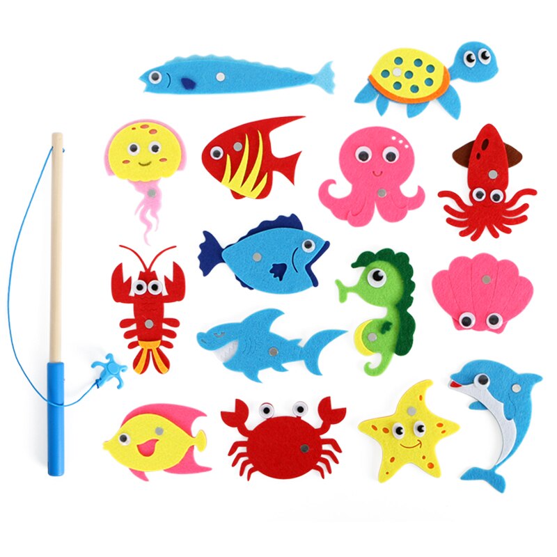 Recién llegado, 15 estilos de tela de fieltro, pez de mar para guardería, juguetes de enseñanza temprana para niños, conjunto de paquete de artesanías de tela de fieltro DIY