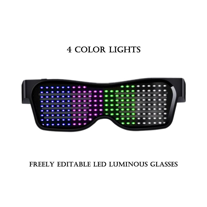Magic Bluetooth LED Party Glasses APP Control Freely editable LED luminous glasses EMD DJ Electric Glow Party Supplies: 4 color LED