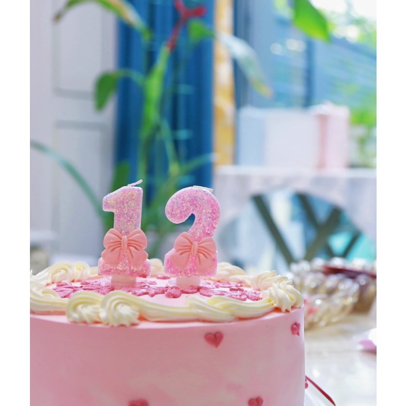 Pink Glitter Tulip Flower Candles for Birthday Party Anniversary Cake Decoration Atmosphere Decoration Photography Props
