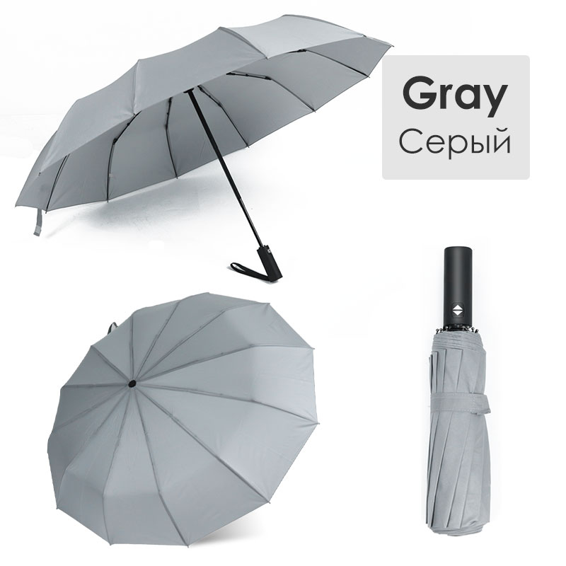 12K Windproof Double Layer Resistant Umbrella Fully Automatic Rain Men Women Strong Luxury Business Male Large Umbrellas Parasol: Gray