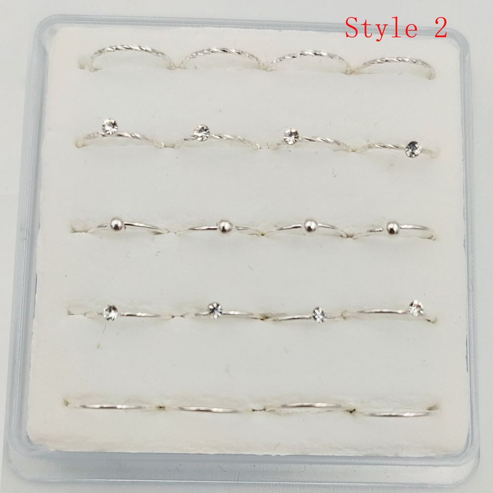 925 Sterling Silber gemischt Band Nase Ring Septum Lippe Ringe Wendel Conch Knorpel körper durchbohren Schmuck 20 teile/paket