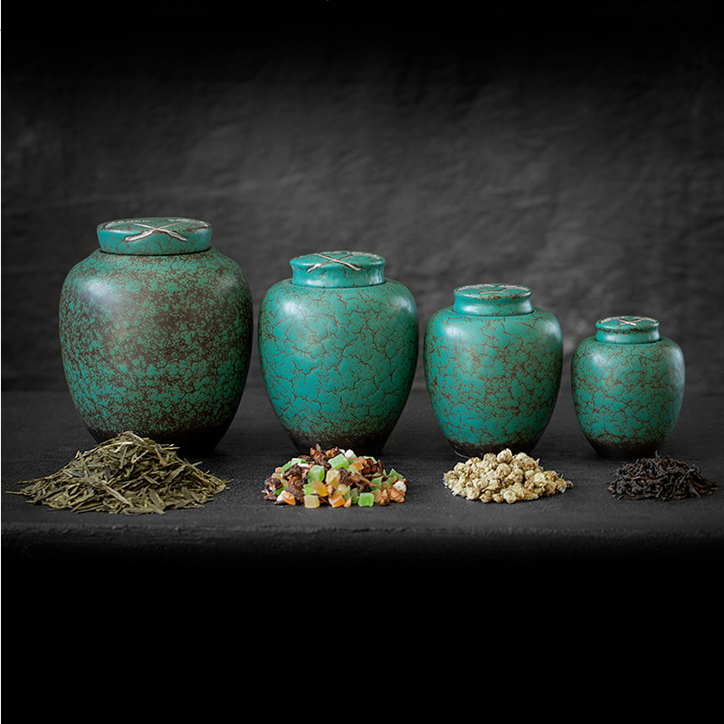 Green Sealed Can Ceramic Tea Caddy Tea Box Tea Container Tea Organizer Storage Tank Tea Can Candy Jar Decorative Jar Storage Box
