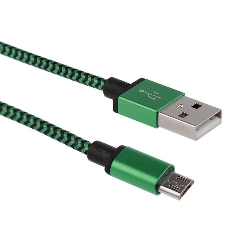 20 cm 1 m 2 3m Micro USB Cabo Curto USB Sincronização de Carregamento Rápido Nylon Cabo de Dados Do Telefone Móvel Android adaptador de Cabo do Carregador para Samsung: green / 20cm