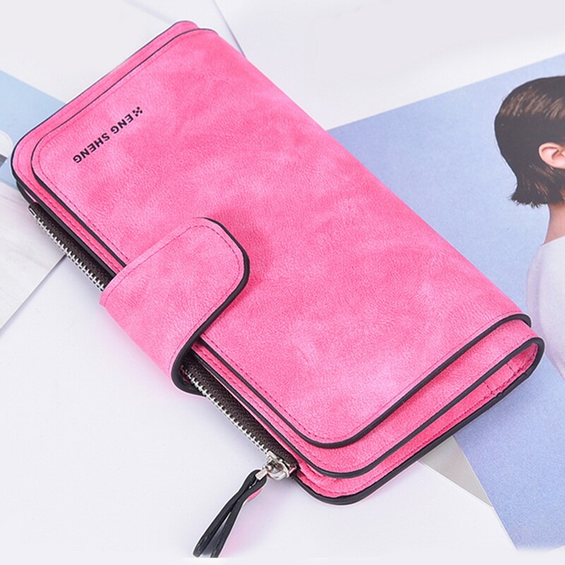 Women's Clutch Bag Faux Suede Long Wallet Women Matte Leather Lady Purse Female Wallets Card Holder Clutch Carteras