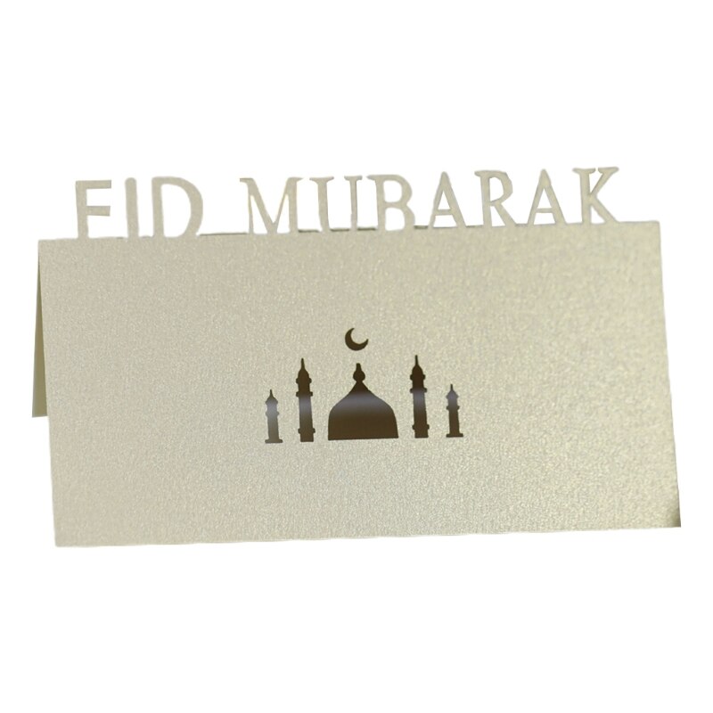 100Stck Buchstaben Eid Mubarak Tisch Karte Ramadan Aushöhlen Palazzo Mond Placecard