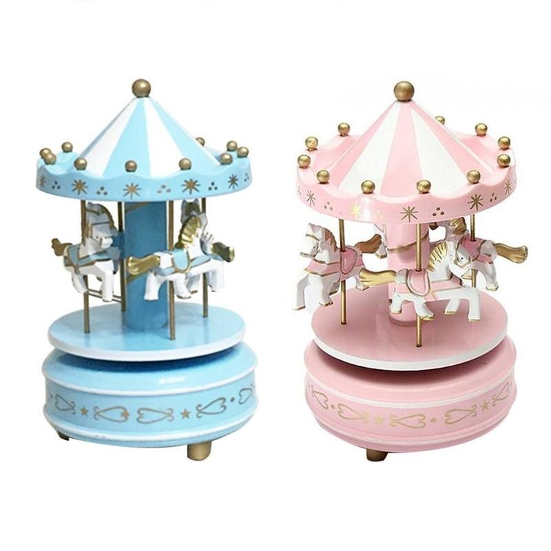 Merry-Go-Round Houten Muziekdoos Speelgoed Kind Baby Game Home Decor Carousel Horse Music Box Kerst Bruiloft