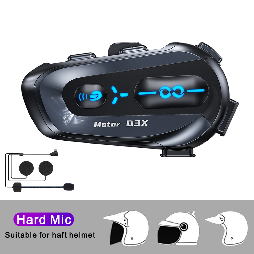 1/2 Uds casco de motocicleta intercomunicador auriculares 600M medio dúplex multi personas Interphne V5.4 auriculares con asistente de voz inteligente: Rojo