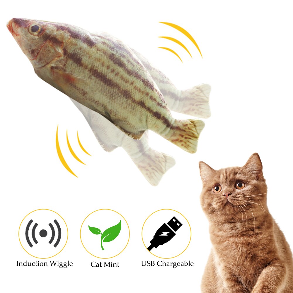 Pet Soft Electronic Fish Shape Cat Toy Electric USB Charging Simulation Fish Toys Funny Cat Chewing Playing Supplies Dropshiping