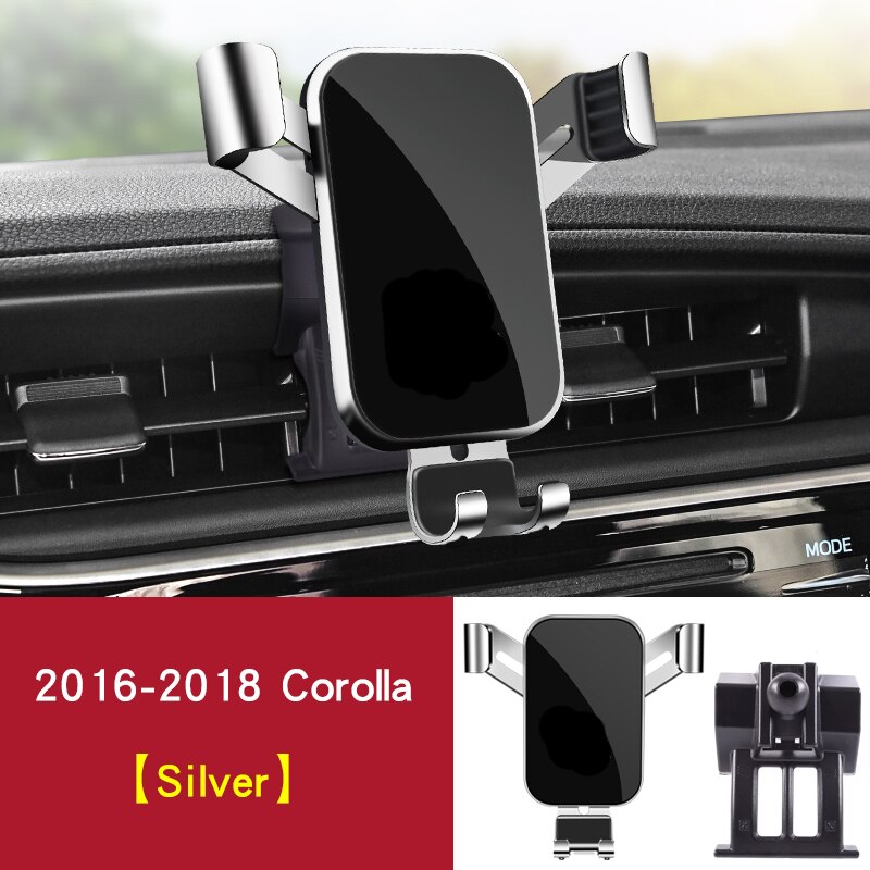 Til toyota corolla tilbehør corolla mobiltelefon holder indvendig modifikation navigationsbeslag: 2016-2018 sølv