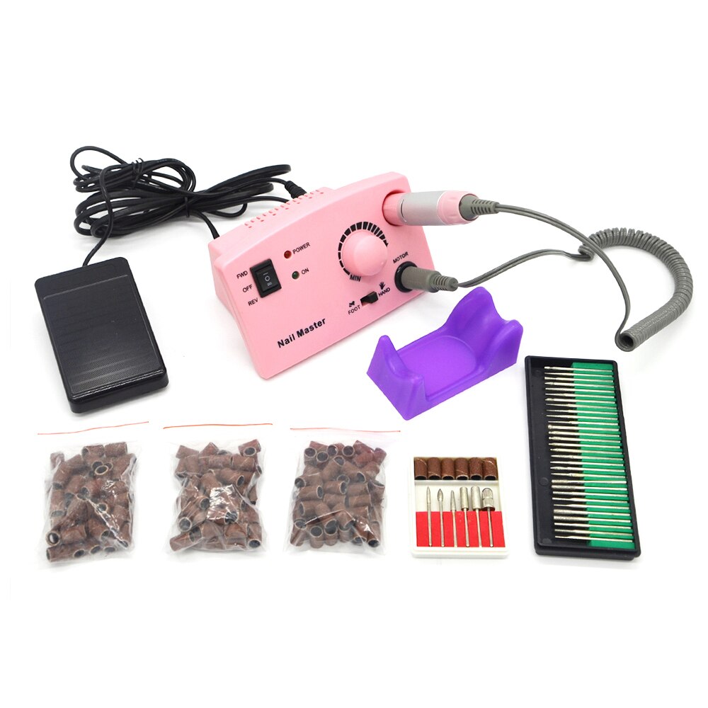 35000 RPM Nail Drill machine Pro Electric File Machine+150pcs Sanding Bands+30pcs Nail Drill Bit: 204Pink-30150 / US