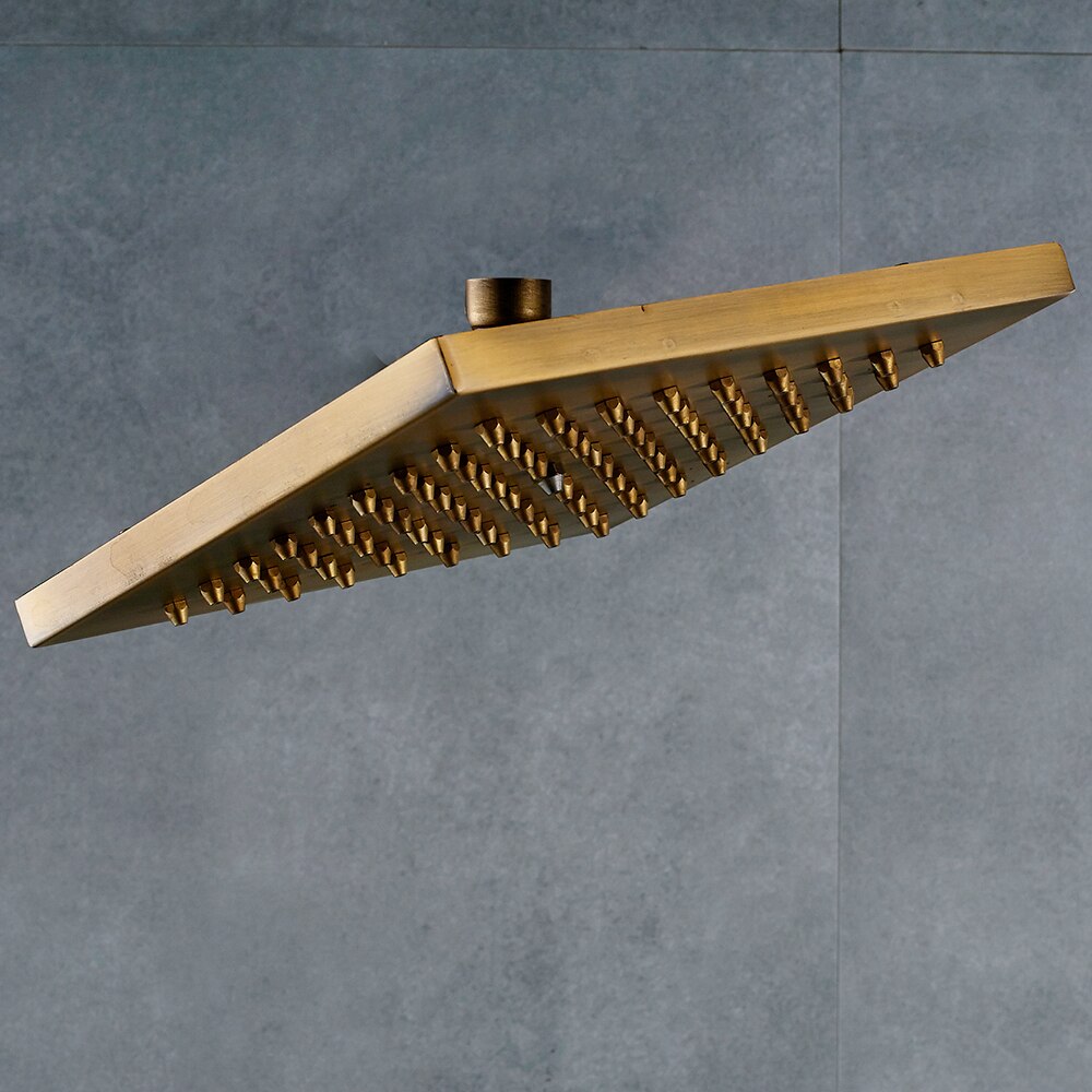 Antique Brass Square Rainfall Shower Head 8-inch Brass Top Rain Showerhead
