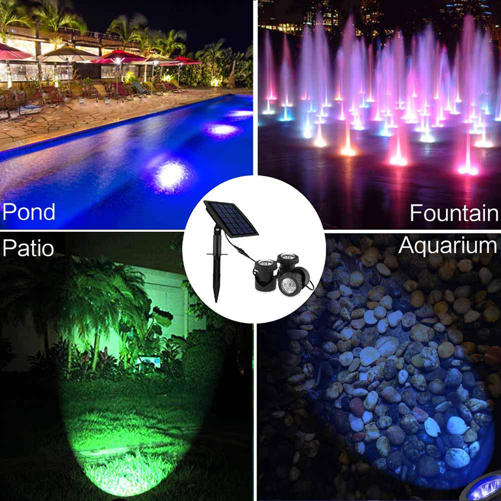 Ip Waterdichte Zonne Energie Onderwater Vijver Verlichting Rgb Submersible Zwembad Spotlight