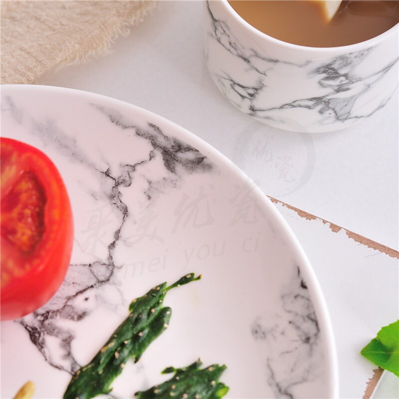 Vajillas ceramica platos de cer mica advanced texture marble grain plate Nordic stone plate home marble tray