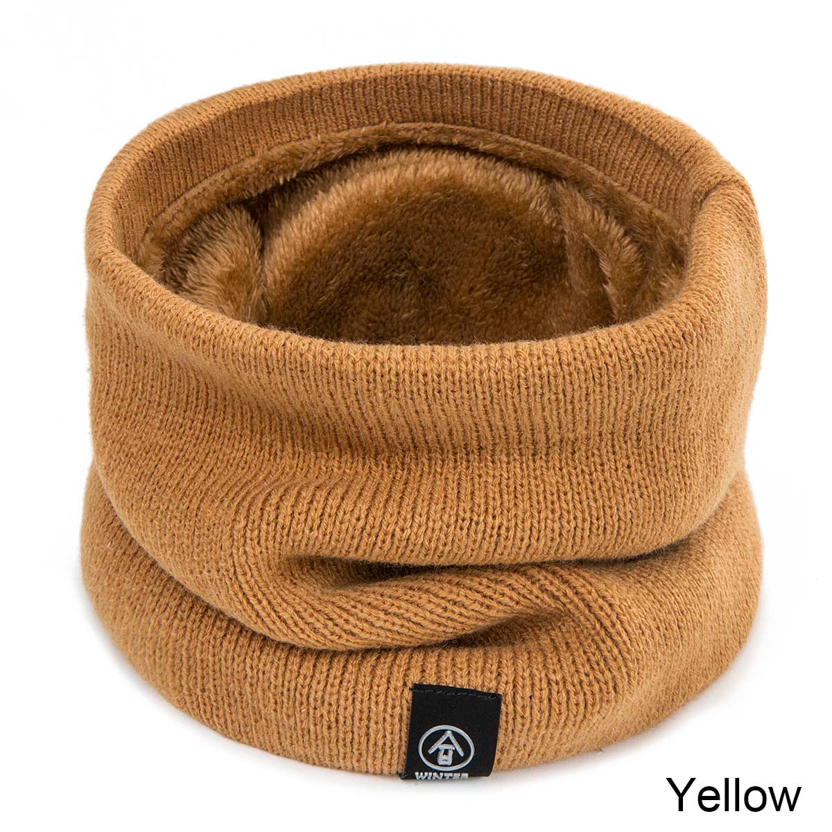 Mltbb Casual Vrouwen Winter Sjaal Gebreide Ring Sjaals Voor Mannen Effen Kleur Dikke Warme Sjaal Unisex Mode Halsdoek kids: Yellow
