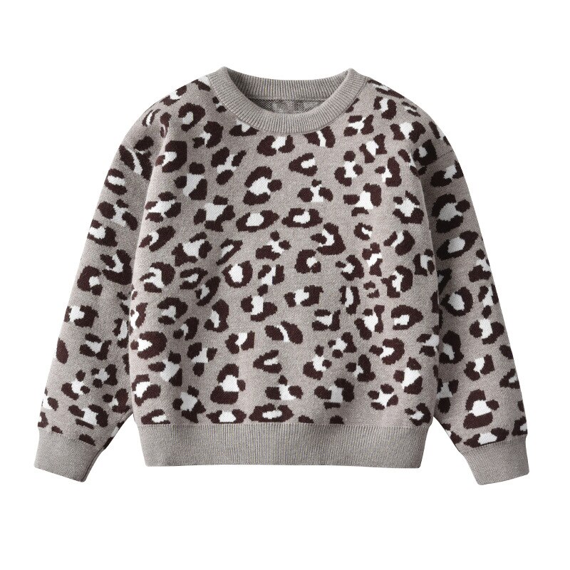 Patpat forår og efterår stilfuld trøje med leopardprint til børn drenge og piger trøjer baby pige tøj