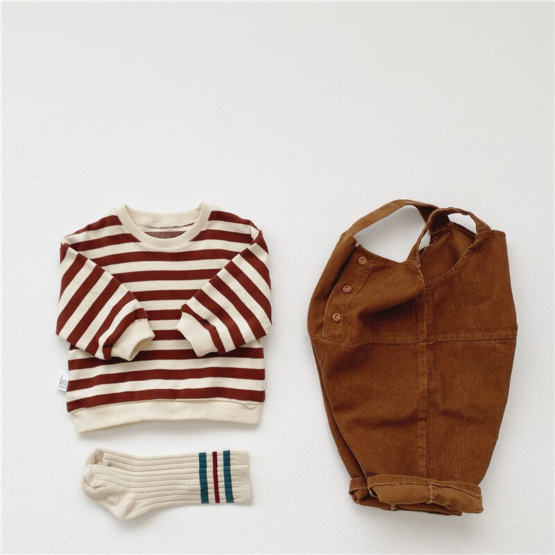 Baby Boy Overalls Solid Color Autumn Winter Corduroy Girls Jumpsuit Casual Loose Trousers Infant Kids Jumpsuit With Sweatshirt