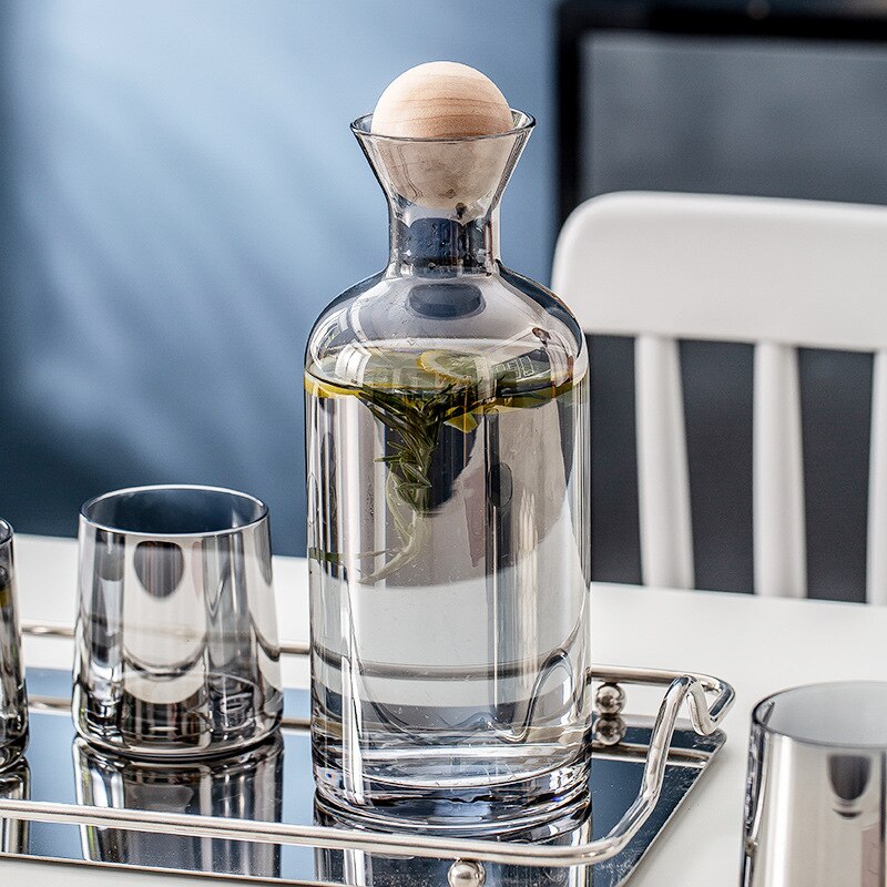 Teapot, Kettle, Cold Water, Glass Carafe, Water Ware, Juice Glass, Whiskey Glass Set: Smoky gray 1pcs