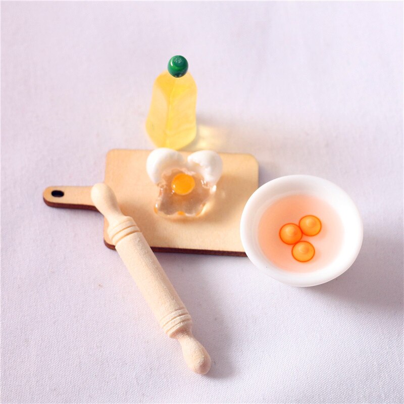 dollhouse Dollhouse Miniature Kitchen Candy Toy Rolling Pin Egg Holding Bowl Olive Oil Tool Model Filming Props