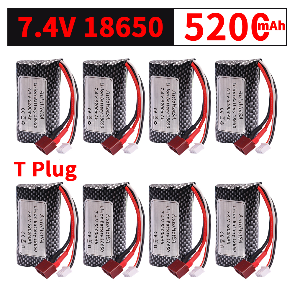 Batterie Li-ion 7.4V 5200mAh 18650 pour Wltoys 10428 /12428/12423 pièces de voiture RC 2s 7.4v batterie pour Wltoys 144001 A959-B A969-B Q46: Rose