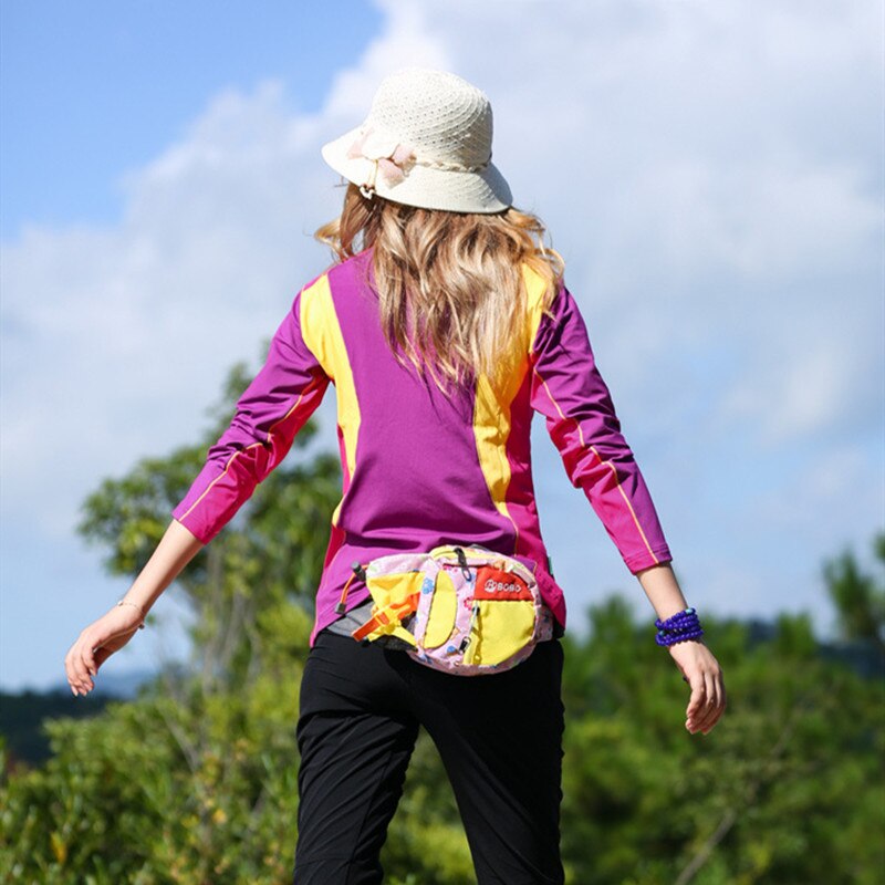 Forår kvinde udendørs camping trekking jogging vandre langærmet t-shirt øge ned stavning farve holde varmen sved tøj