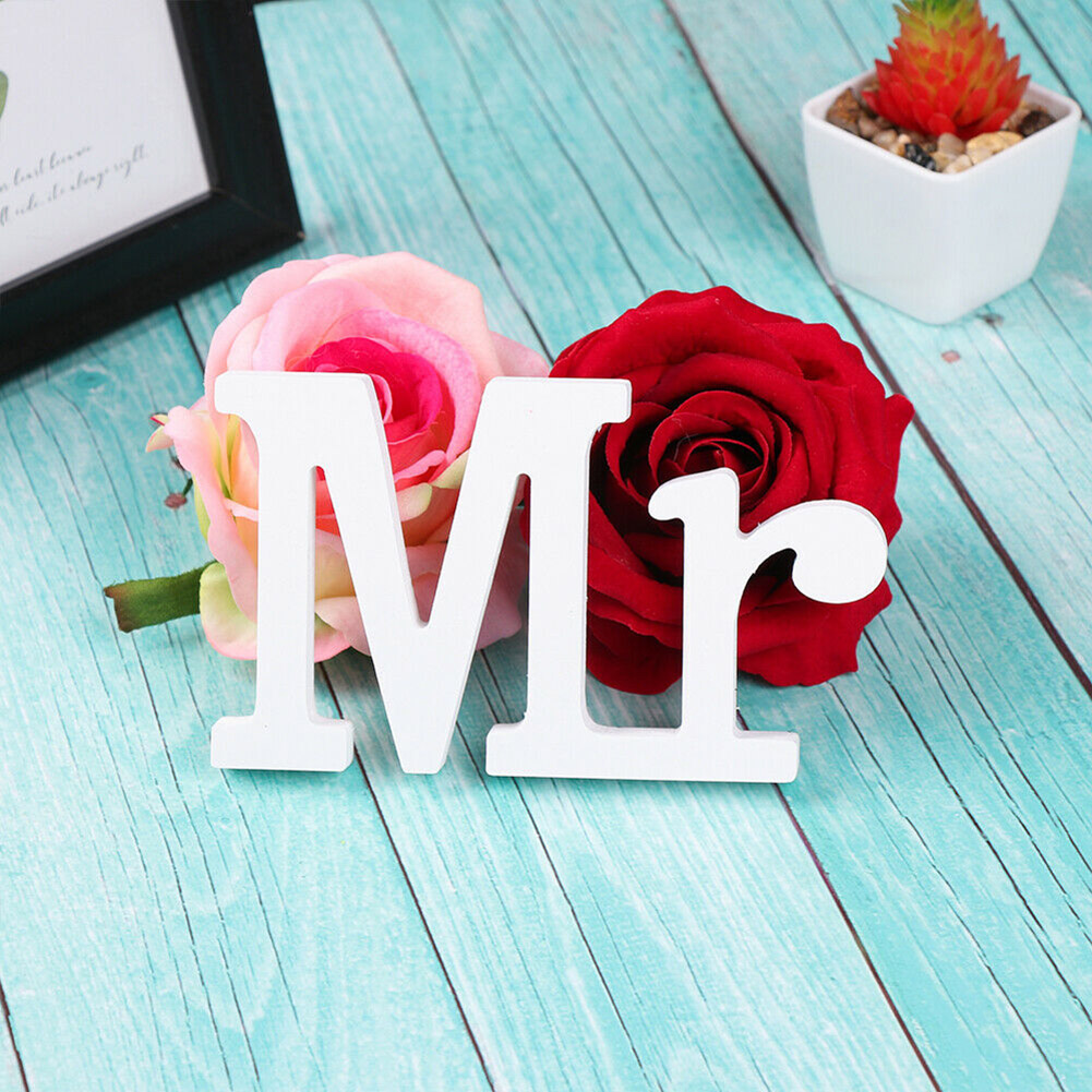 Hochzeit tisch dekorationen Herr & Frau Party dekorationen PVC holz kunststoff bord Briefe dekoriert romantische H99F
