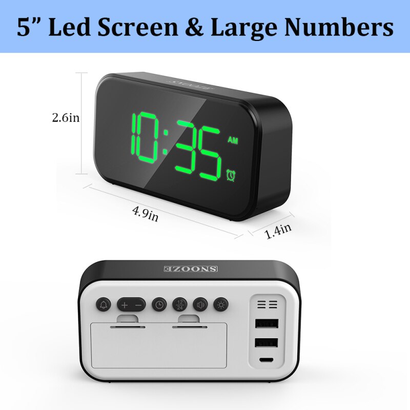 LED Digital Alarm Clock 5-inch Digital Alarm Clock With Full LED Mirror Screen(Without battery) Table clocks Desktop clock