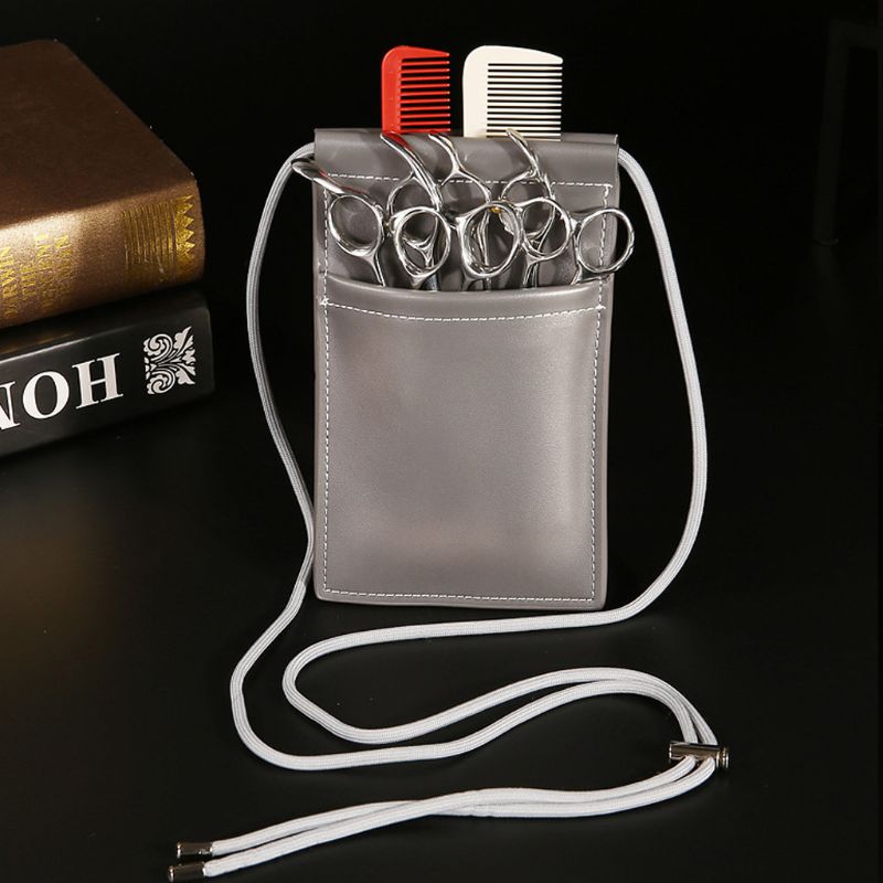 Portable PU Leather Barber Scissors Bag Comb Clip Storage Pockets Hairdresser Organizer Salon Hair Stylist Barber