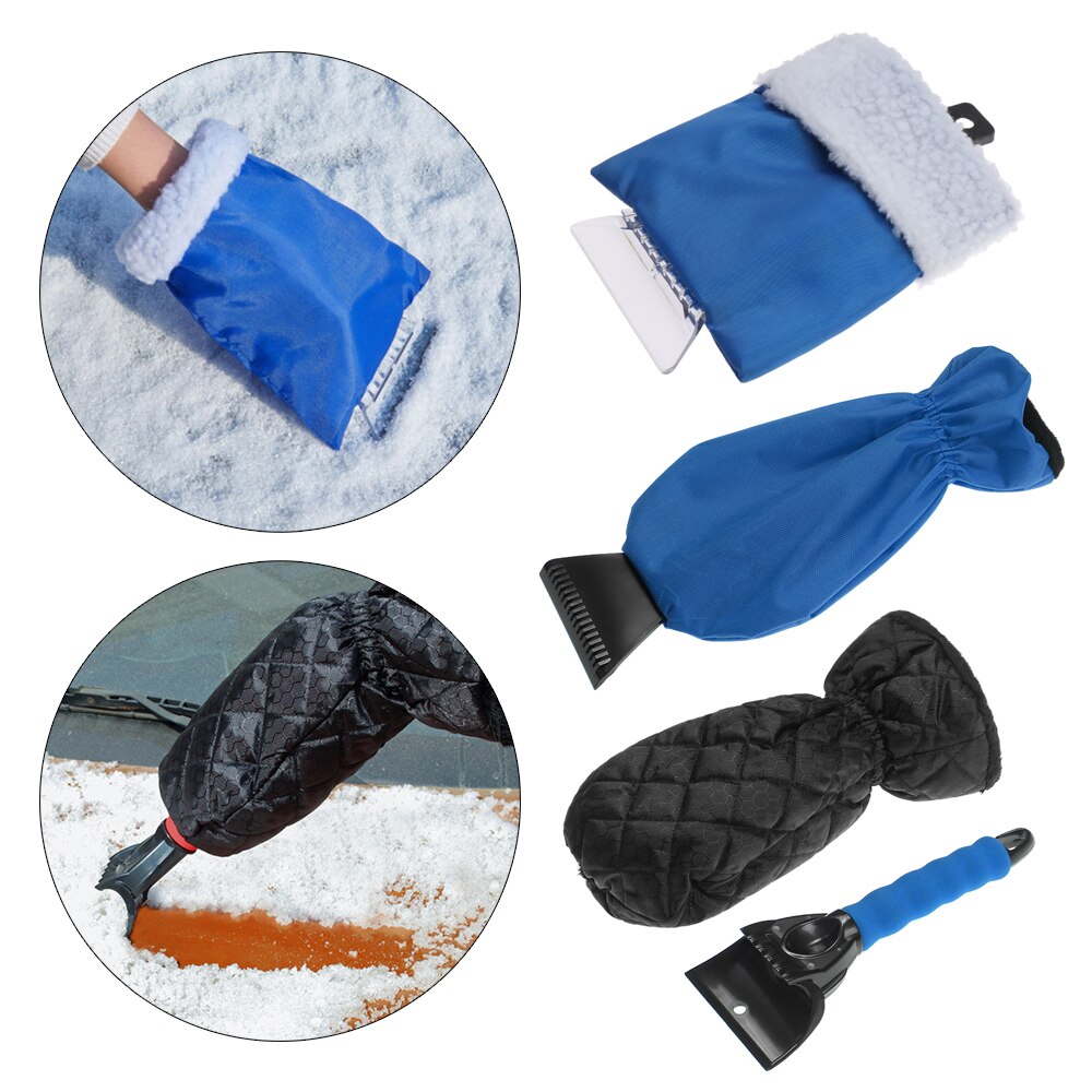 Grattoir de neige avec dissolvant de neige imperméable, gant doublé d'un outil de nettoyage en molleton épais, hiver