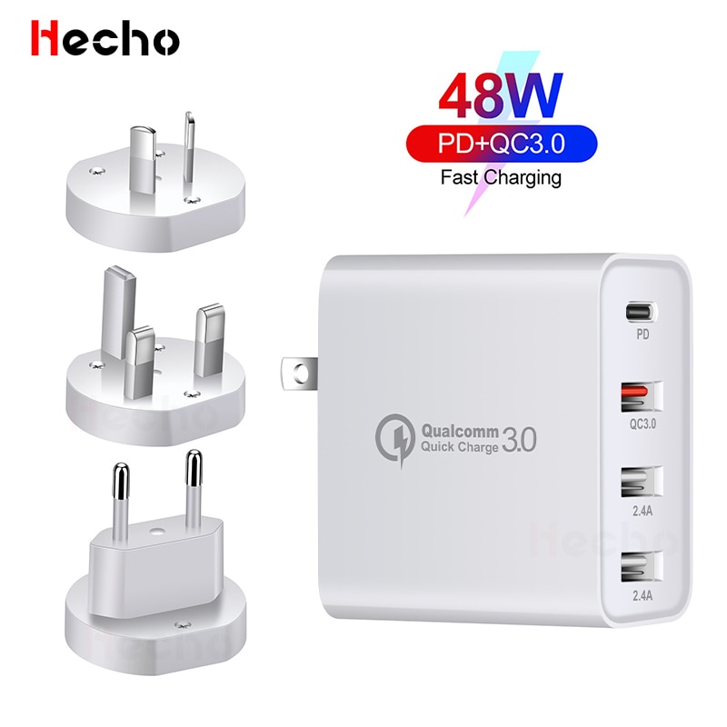 48W Quick Charger USB Type C PD Charger For iPhone 11 iPad Pro QC 3.0 Fast Charging for Samsung Wall US EU AU UK Plug Adapter